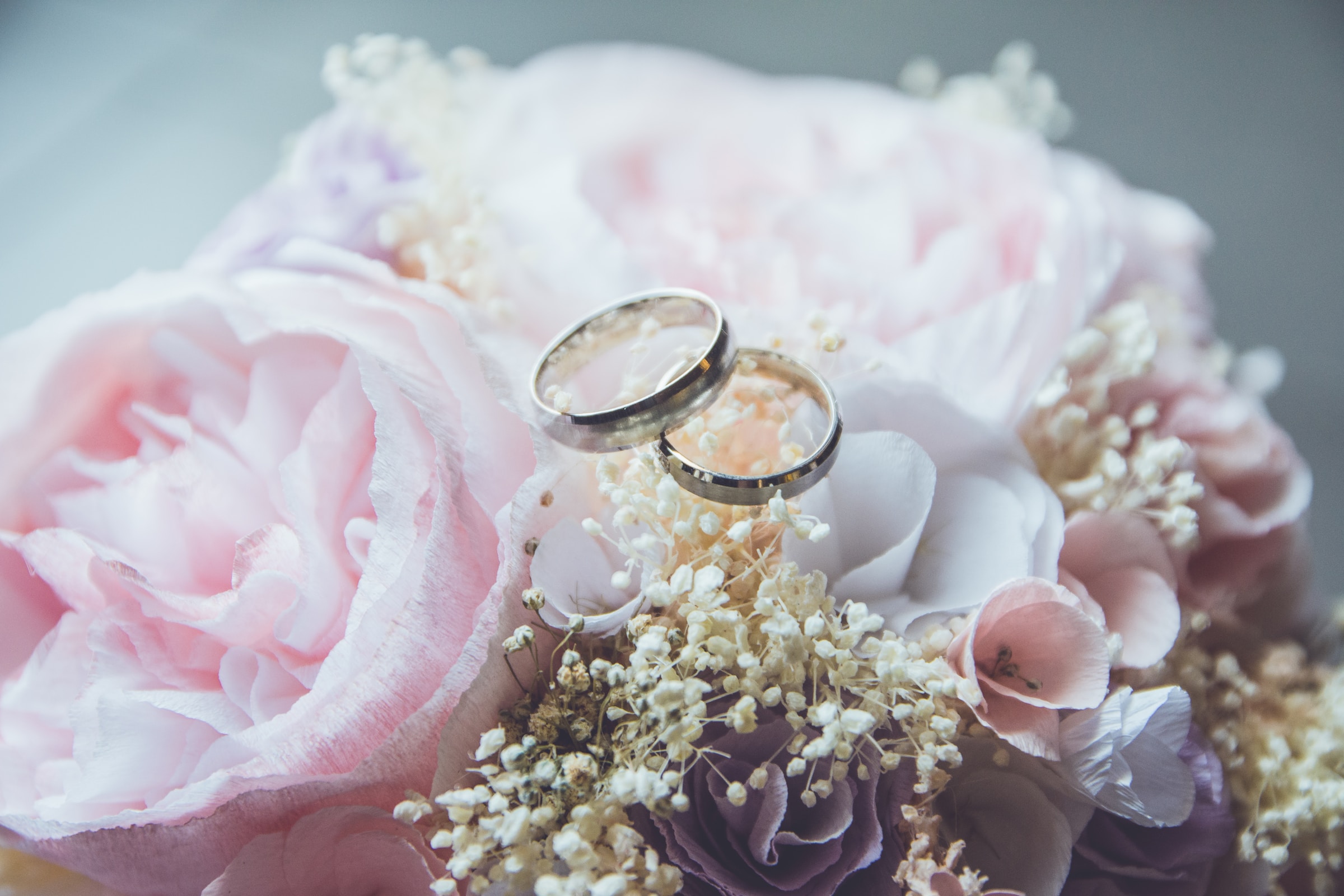 Wedding rings and flowers